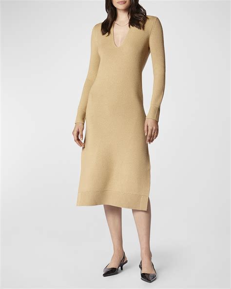 St. John Empire-Waist Boucle Tweed Knit Midi Dress | Neiman Marcus