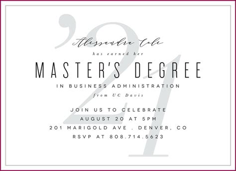 Master's Degree Graduation Announcement Sample - Invitations : Resume ...