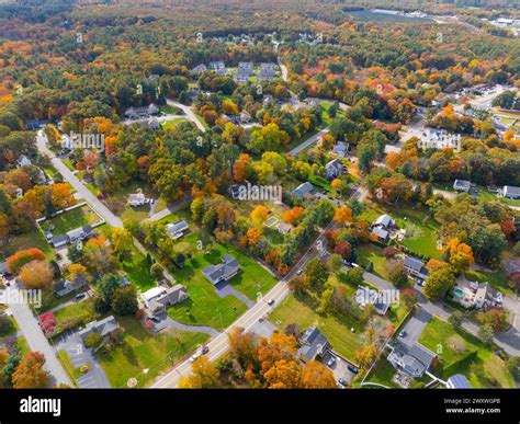 Bellingham historic center aerial view in fall including Old Town Hall ...