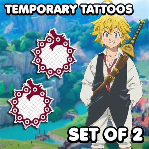 Meliodas (Wrath) - 7 Deadly Sins | Temporary Tattoos | SET OF 2 - Alun ...