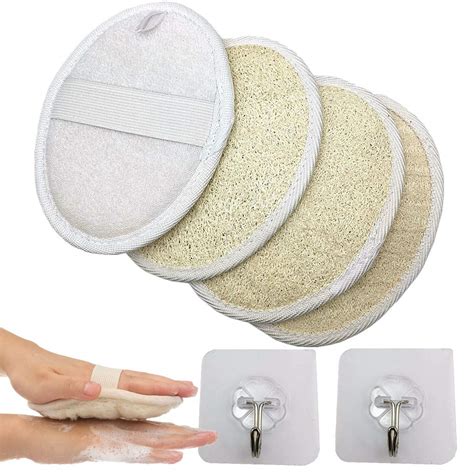 Buy 4 Packs Natural Loofahs Sponge Pads Exfoliating Men & Women for ...