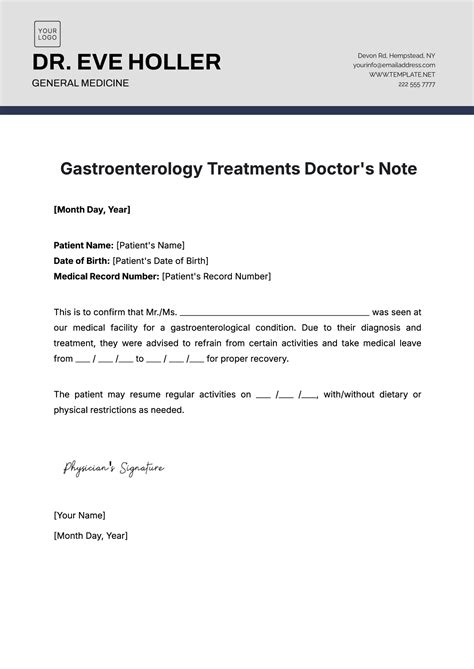 Free Return to Work Doctors Note Template to Edit Online