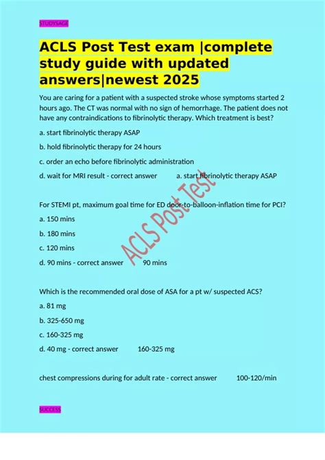 ACLS Post Test exam |complete study guide with updated answers|newest ...