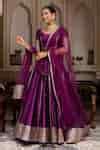 Buy Purple Taffeta, Silk, Net Gota Patti Round Neck Seerat Lehenga Set ...