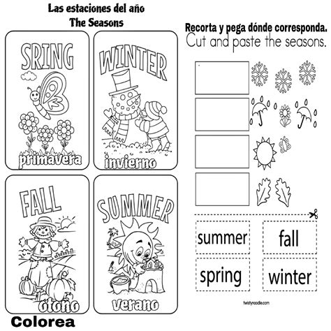 Ficha de las estaciones en inglés ☀️ ️🏵️🍂 | Las estaciones en ingles ...