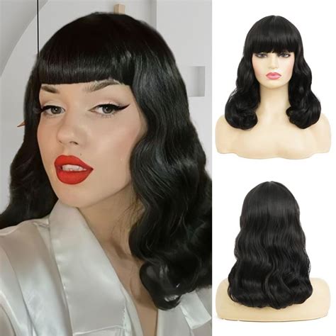 DaiCloud Black Finger Wave Wigs for Women Long Curly Black India | Ubuy