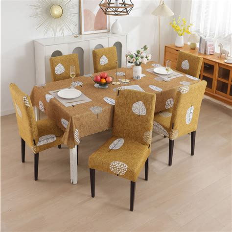 Premium Dining Table & Chair Cover Combo - Mustard Leaf – Variksh Homes