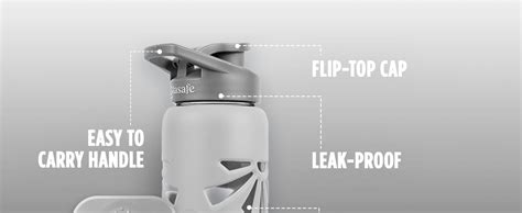 GLASAFE Glass Water Bottle w/t Protective Silicone Cover | Break ...