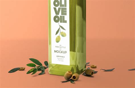 Floating Olive Oil Bottle Mockup – Photorealistic Design | ZippyPixels