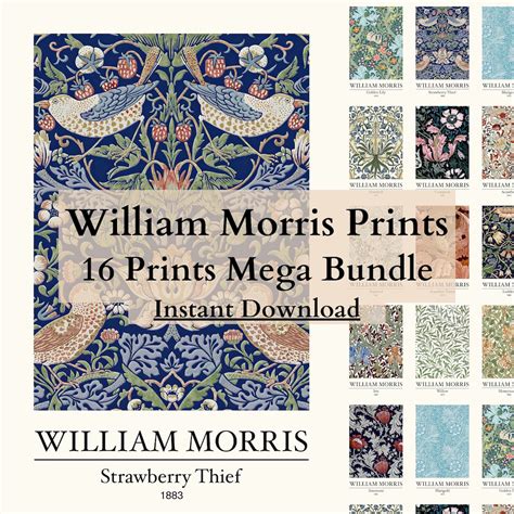 Set of 16 William Morris Prints: 16 Stunning Prints Inspired by the ...