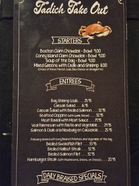 Menu at Tadich Grill pub & bar, San Francisco, 240 California St