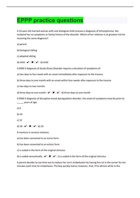 EPPP|111 practice questions Perfectly Answered|28 Pages - EPPP - Stuvia US