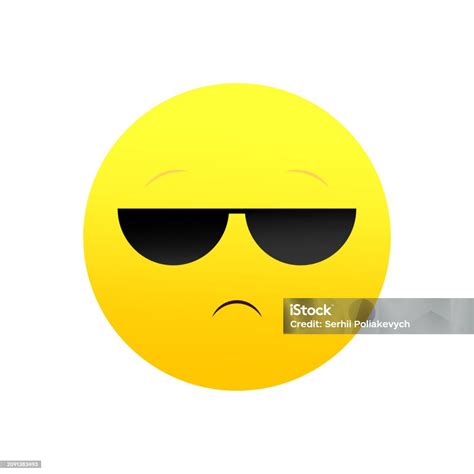 Cool Emoji With Sunglasses Unimpressed Indifferent Expression Laid Back Emoticon Vector ...