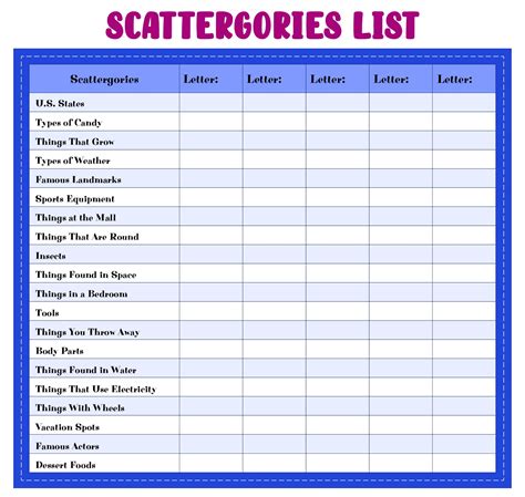 7 Best Images of Scattergories Printable Score Sheets - Free Printable ...