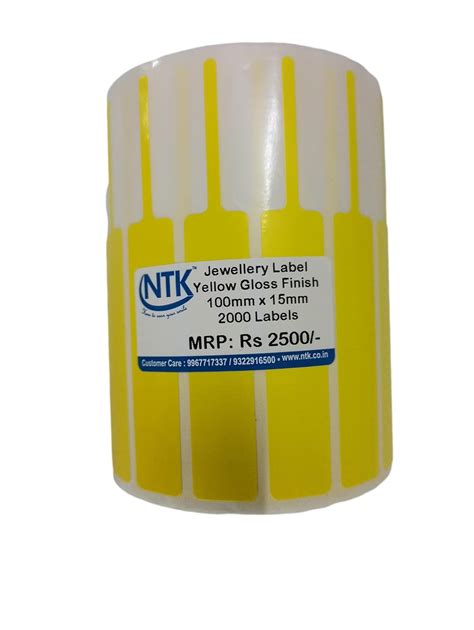 NTK, 100mmX15mm (65mm Printable) Gloss Finish, Yellow Color Jewellery ...