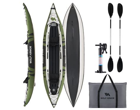 Wolf Armor Inflatable Recreational Touring Kayak With 2 Adjustable ...
