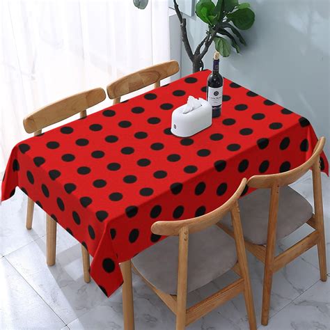 Amazon.com: Curdesi Rectangle Tablecloth Red and Black Polka Dot ...