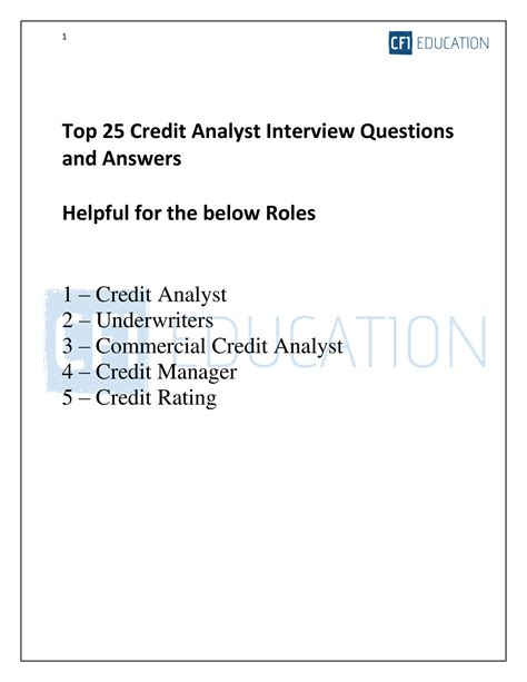 Credit Anlayst Interview Questions and answers - Top 25 Credit Analyst ...