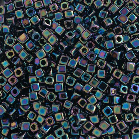 Miyuki Square/Cube Beads 1.8mm, 455 Metallic Variegated Blue Iris