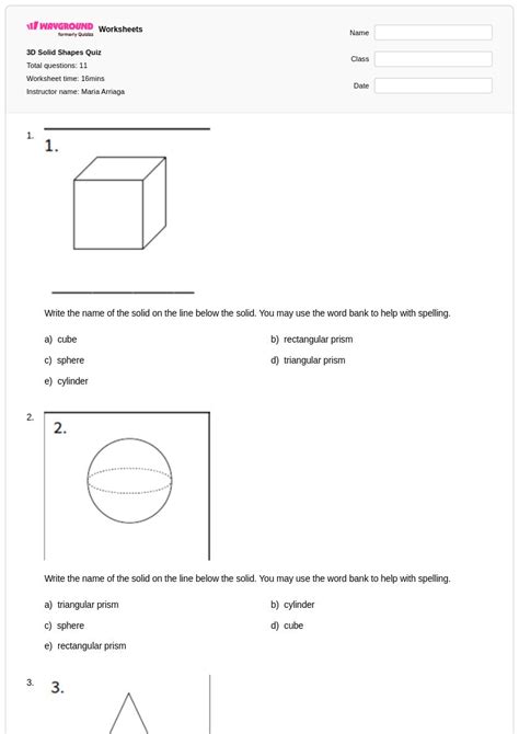 50+ Solid Shapes worksheets for Class 2 on Wayground | Free & Printable