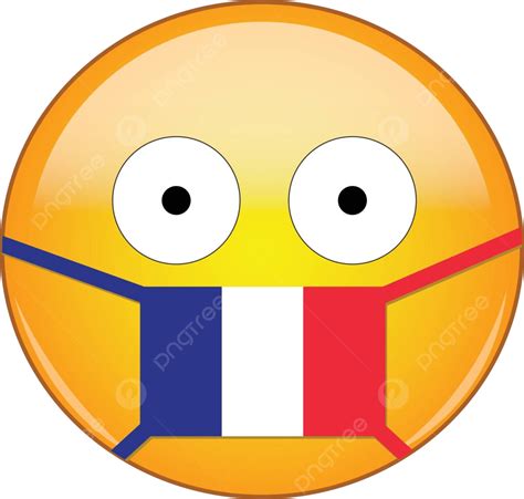 Scared Yellow Emoji In French Mask Protects From Viruses And Pollution ...