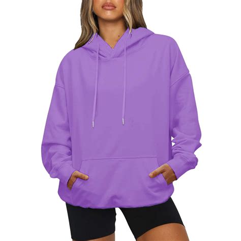 Plain Hoodie with Pocket for Women Teens Long Sleeve Oversized Cotton ...