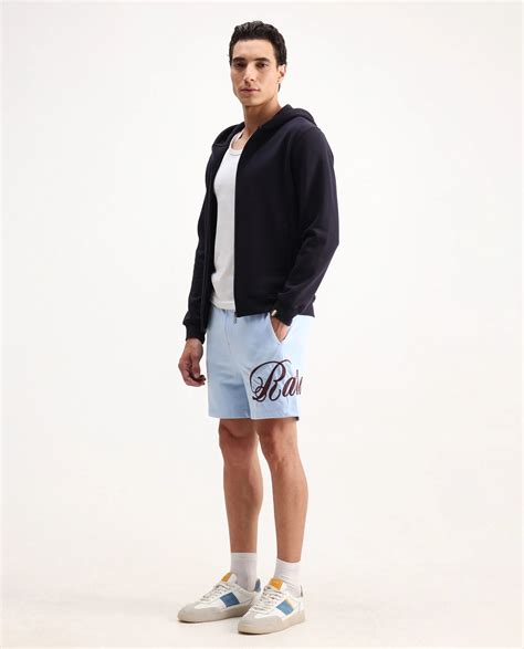 Rare Rabbit Men's Loito Light Blue Cotton Blend Embroidered Regular Fi