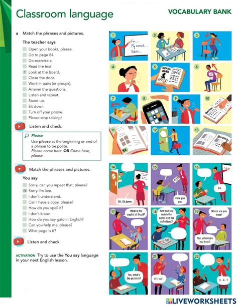 Classroom Language Worksheet 的图像结果
