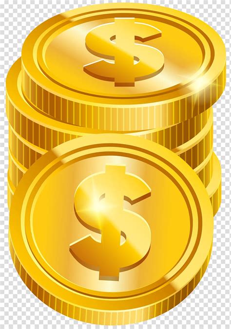 Gold dollar coin illustration, Coin Money, Coins transparent background ...
