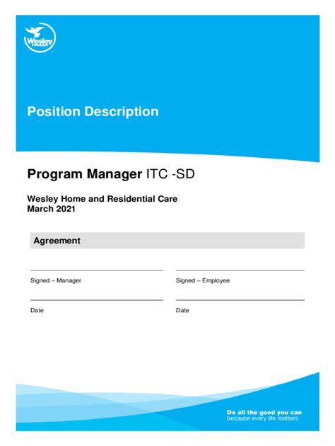 Fillable Online Position Description Therapeutic House Manager ITC - SD ...