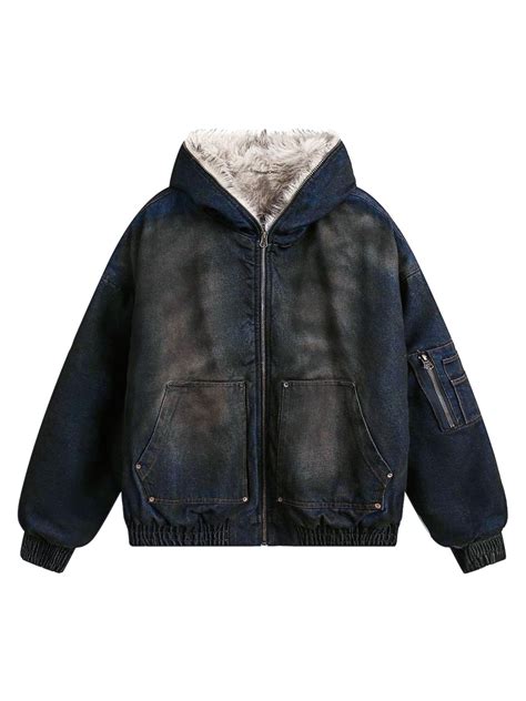 Washed Denim Fur Hooded Jacket | Thesupermade®