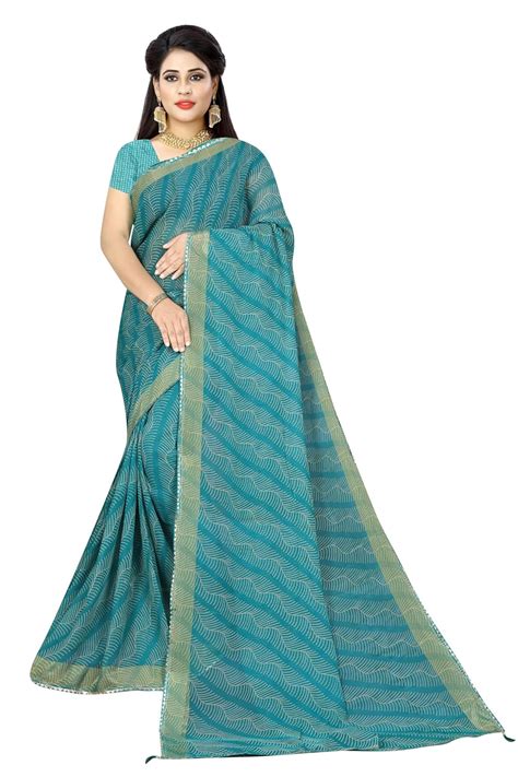 Buy RUDRA CREATION Women's Printed & Fancy Lace Viscose Beautiful ...