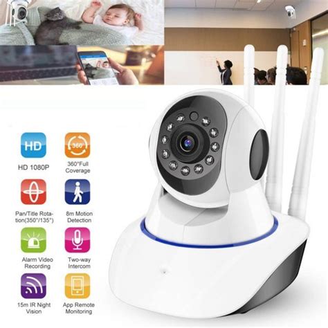 SROPX Wi-Fi 1080p Indoor Security Camera 360° HD CCTV Home Office, Auto ...