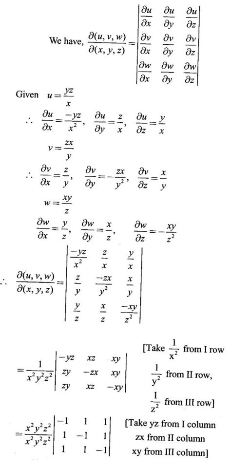 Jacobians - Definition, Properties, Worked Examples, Exercise with Answers