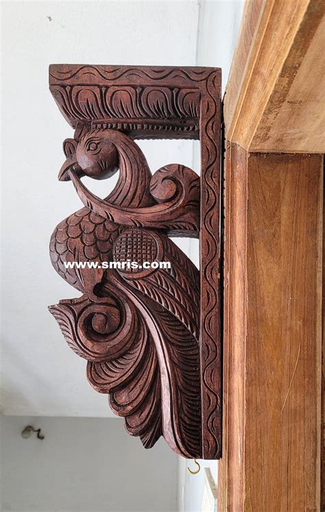 Parrot BIG Wood Carving Wall Bracket / Corbel Mahogany Wood Traditiona ...