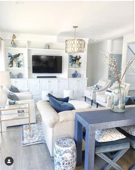 Pin by Tasha Wheat on home decor | Blue and white living room, Coastal ...