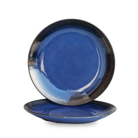 Buy ST "REDEFINING SPACES" Ceramic Plates Set Sapphire Dribble Hand ...