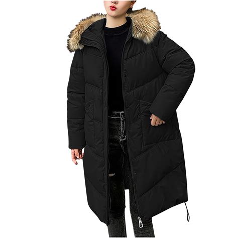dazeni Women's Down Coats Quilted Padded Snow Parka with Fuzzy Trim ...