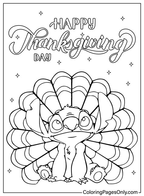 Disney Stitch Thanksgiving Coloring Page - Free Printable Coloring Pages