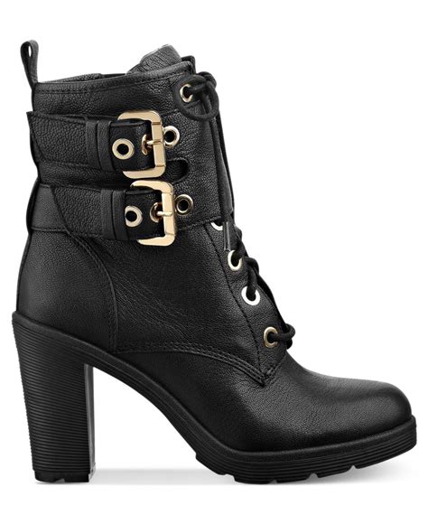Guess Women'S Finlay High Heel Combat Booties in Black - Lyst