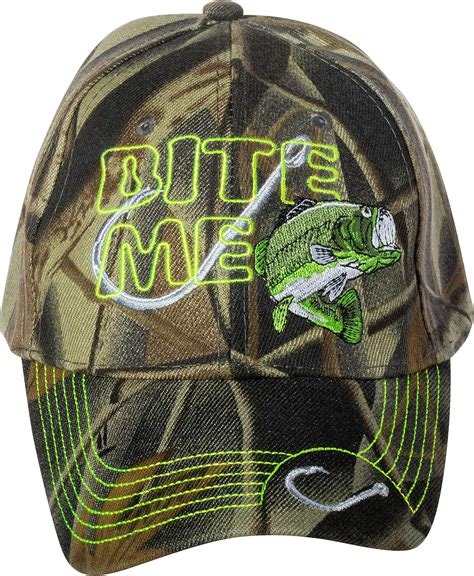 Buy Artisan Owl Bite Me Bass Fishing Embroidered Camo Baseball Cap ...