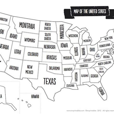 Usa Map Black And White Printable