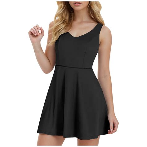 Wedding Guest Dresses for Women Solid Color Beach Vacation Sports Built ...