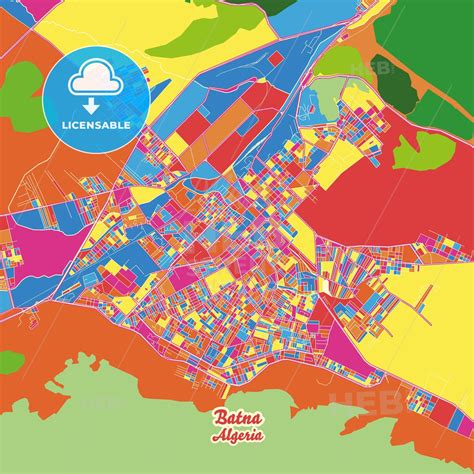 Batna, Algeria Crazy Colorful Street Map Poster Template - HEBSTREITS