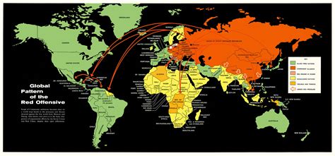 1960 Cold War Era World Map Showing All Communist and Capitalist Nations Historical Political ...