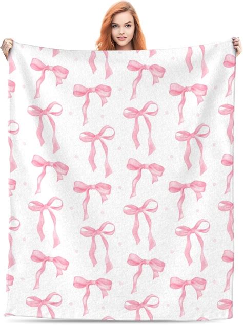 Haukea Throw Blanket Pink Bow Blanket Cute Throw Blankets for Couch ...