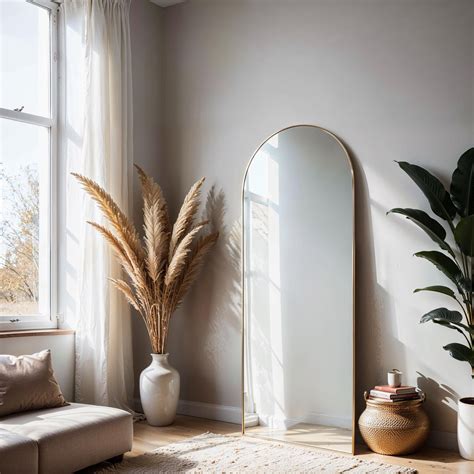 Arcadia Gold Arch Floor Mirror – Elegant Minimalist Design, Metal Frame ...