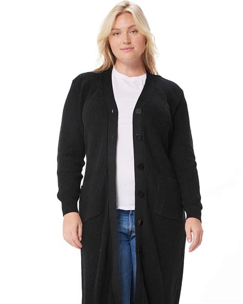 Long Black Open Cardigan