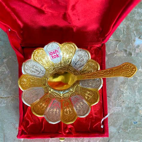 Buy German Silver Bowl with Spoon Ideal for Return Gift Items – Ashtok
