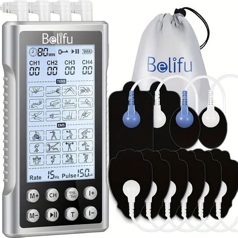 Belifu TENS Muscle Stimulator EMS 4 Independent Channels 24 Modes,Timer Function, Portable And ...